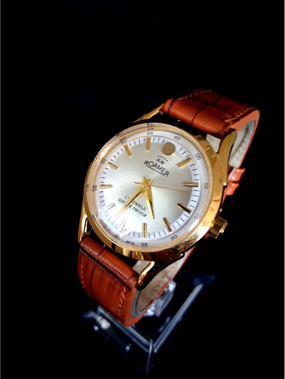 Vintage Roamer Men's Leather Mechanical Watch RARE